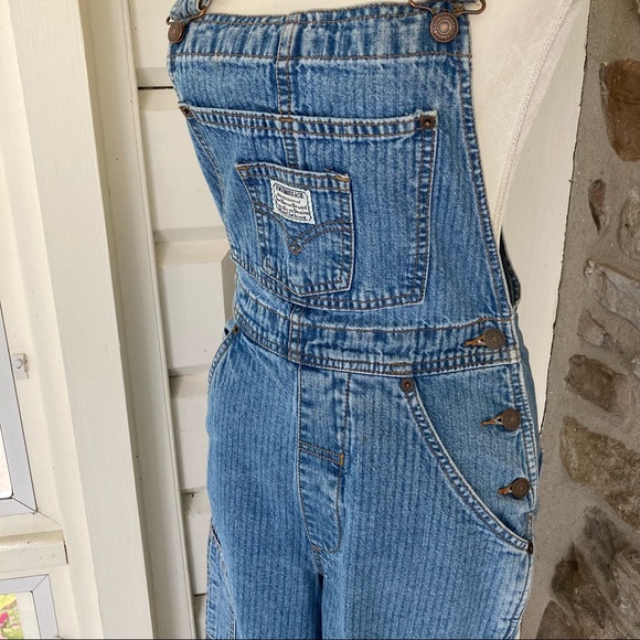 RARE 97 vintage Levi’s overalls 977 seersucker stripe small - Picture 2 of 16